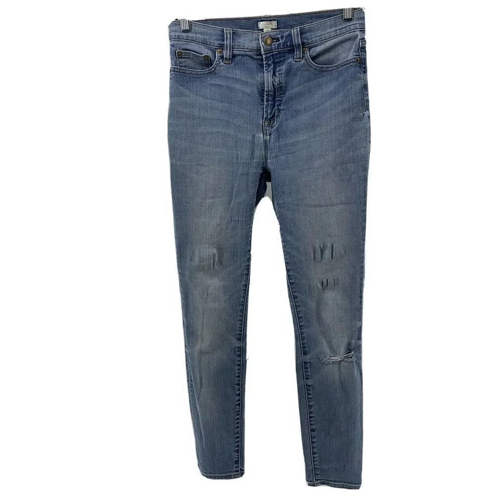 J Crew Stretch Skinny Jeans Distressed Mid Rise 28